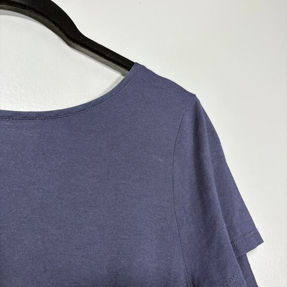 Ann Taylor LOFT Women's Navy Blue Chiffon Back T-Shirt - Size Medium - Boho Top - Picture 2 of 6
